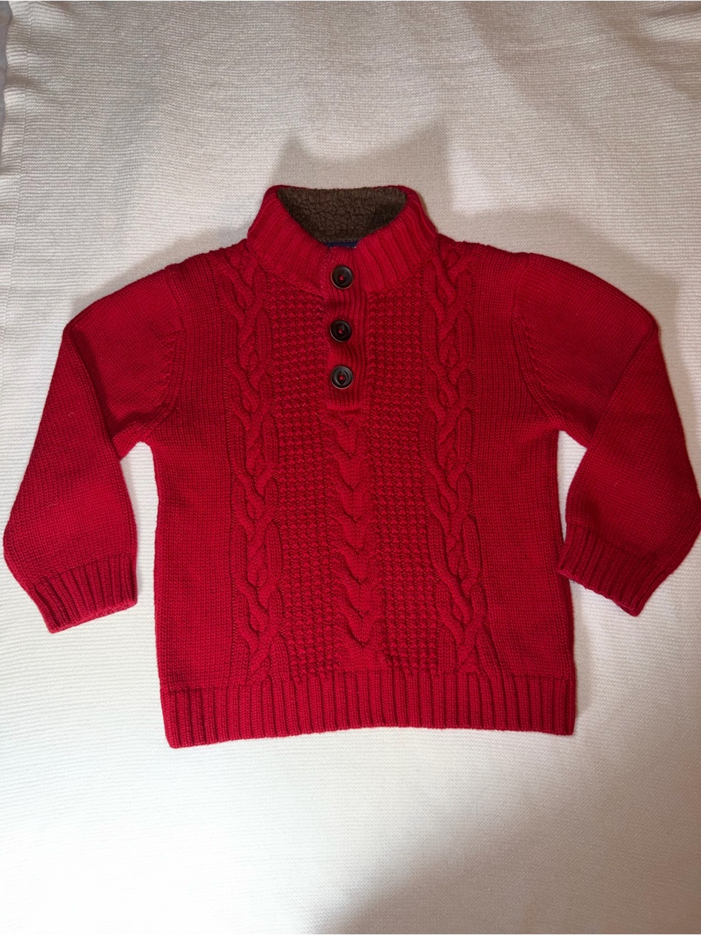 Cherokee Red Cable-Knit Turtleneck Sweater with Button Placket